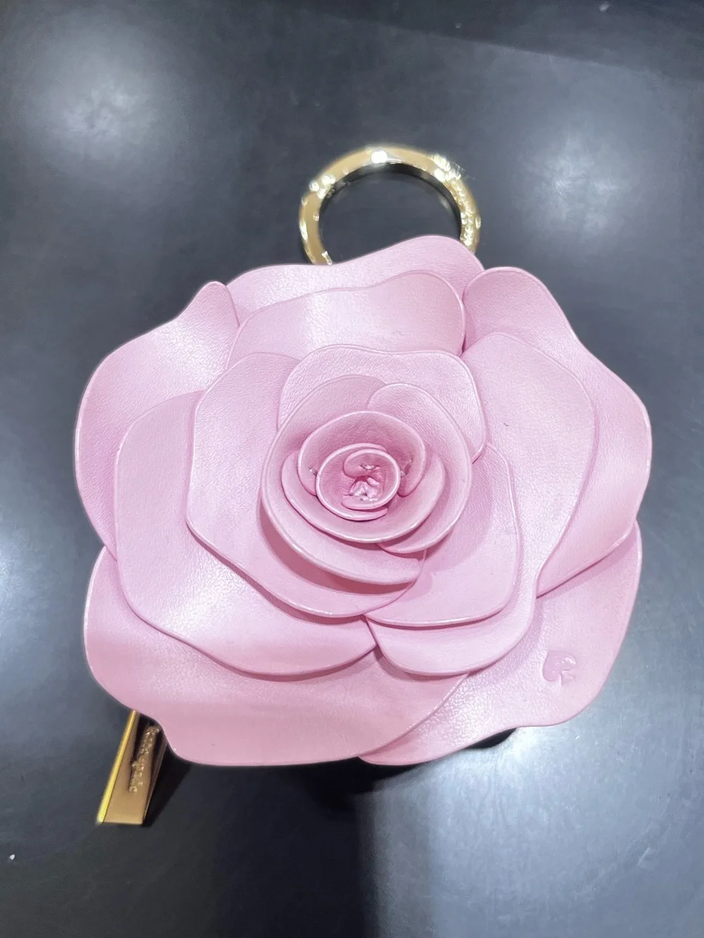 New kate spade Pale Pink Floral Key & Card Holder with Gold Hardware